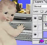 graphic of a baby teaching Photoshop
