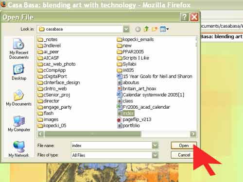 firefox display new web page