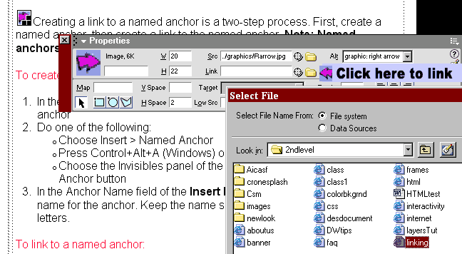 graphic showing linking in Dreamweaver